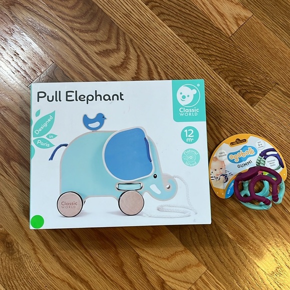 Pull Elephant Wooden Toy by Classic World NIB plus Ogobolli - Picture 8 of 11